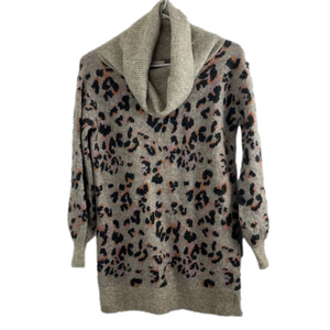 Anthropologie Beige Patterned Chunky Cowl Knit Sweater